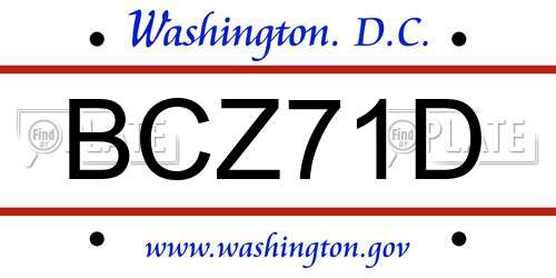 BCZ71D District Of Columbia License Plate