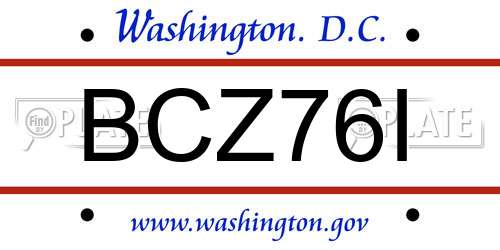 BCZ76I District Of Columbia License Plate