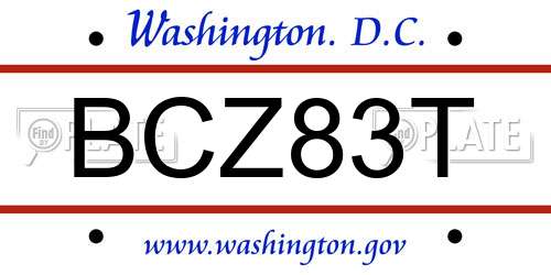 BCZ83T District Of Columbia License Plate
