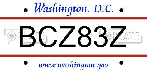 BCZ83Z District Of Columbia License Plate
