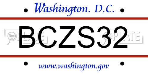 BCZS32 District Of Columbia License Plate
