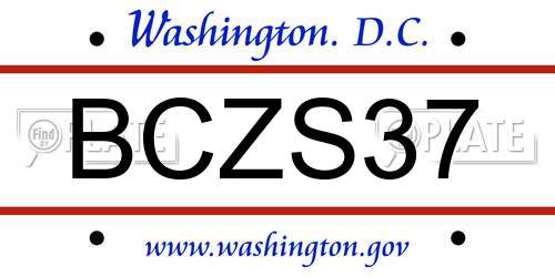 BCZS37 District Of Columbia License Plate