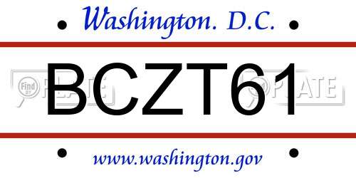 BCZT61 District Of Columbia License Plate