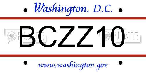 BCZZ10 District Of Columbia License Plate