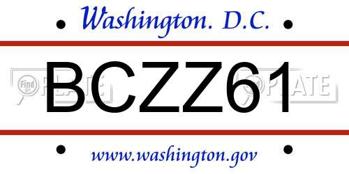 BCZZ61 District Of Columbia License Plate