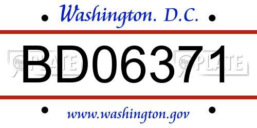 BD06371 District Of Columbia License Plate