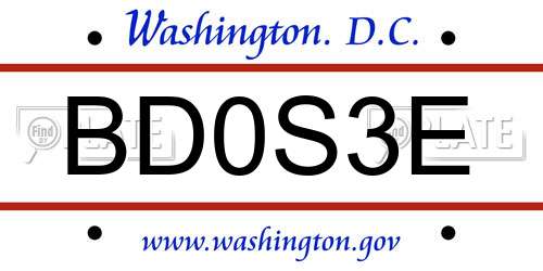BD0S3E District Of Columbia License Plate