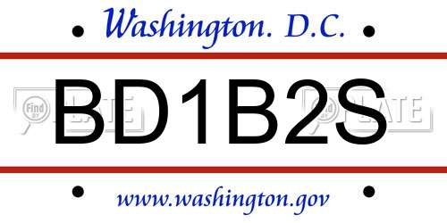 BD1B2S District Of Columbia License Plate
