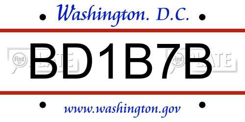 BD1B7B District Of Columbia License Plate