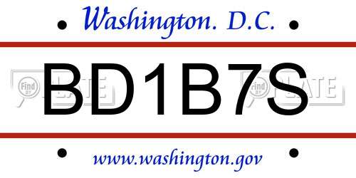 BD1B7S District Of Columbia License Plate