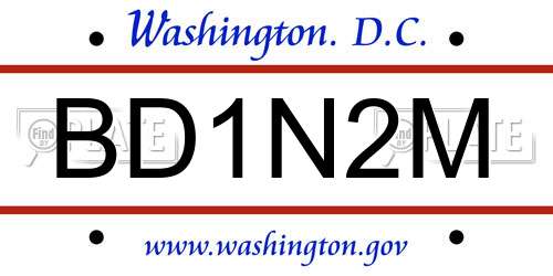 BD1N2M District Of Columbia License Plate