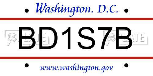 BD1S7B District Of Columbia License Plate