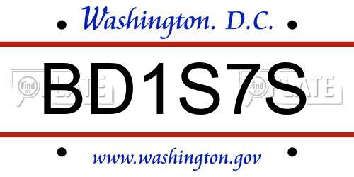 BD1S7S District Of Columbia License Plate