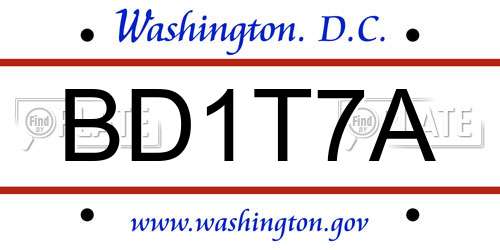 BD1T7A District Of Columbia License Plate
