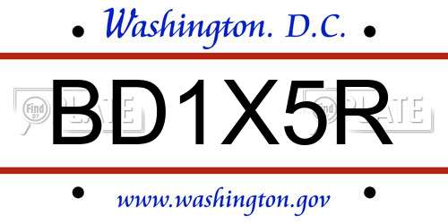 BD1X5R District Of Columbia License Plate
