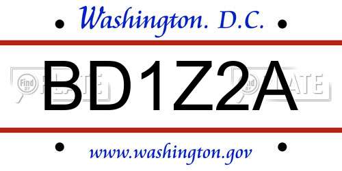 BD1Z2A District Of Columbia License Plate