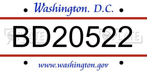 BD20522 District Of Columbia License Plate
