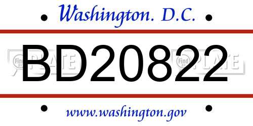 BD20822 District Of Columbia License Plate