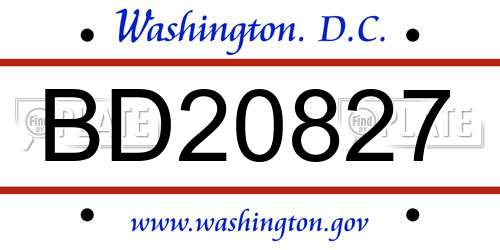 BD20827 District Of Columbia License Plate