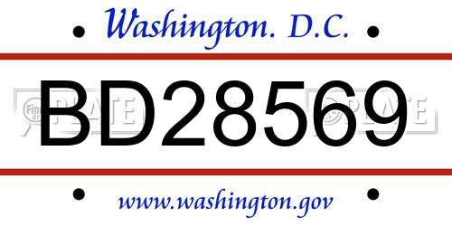 BD28569 District Of Columbia License Plate