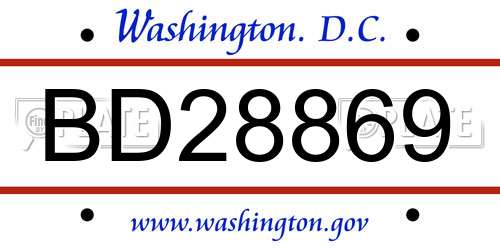 BD28869 District Of Columbia License Plate