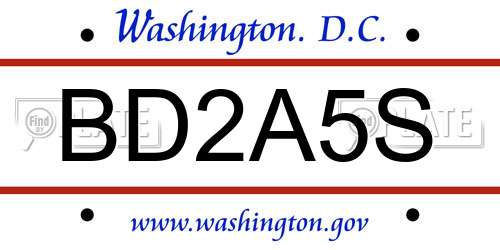 BD2A5S District Of Columbia License Plate