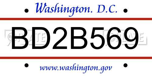 BD2B569 District Of Columbia License Plate