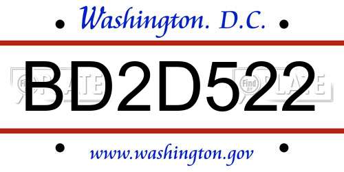 BD2D522 District Of Columbia License Plate