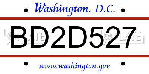 BD2D527 District Of Columbia License Plate
