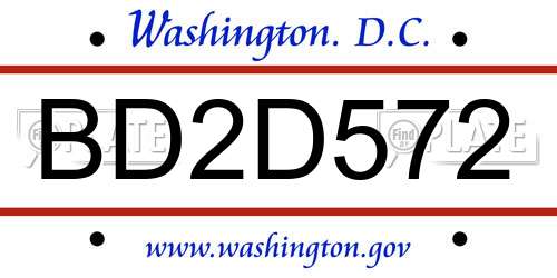 BD2D572 District Of Columbia License Plate