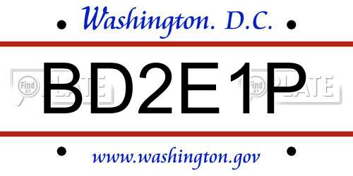 BD2E1P District Of Columbia License Plate