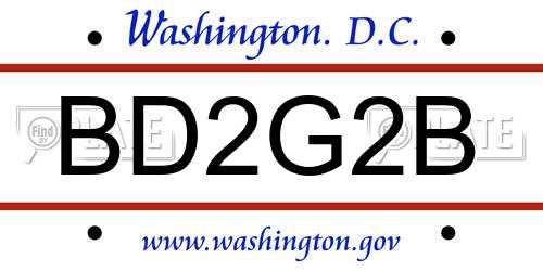 BD2G2B District Of Columbia License Plate
