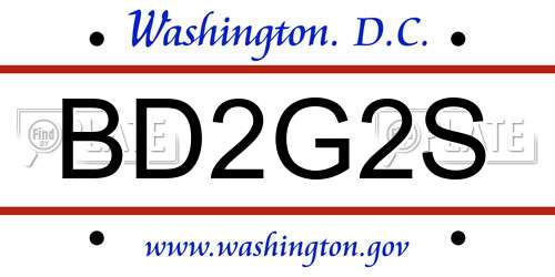 BD2G2S District Of Columbia License Plate