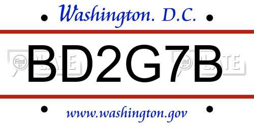 BD2G7B District Of Columbia License Plate