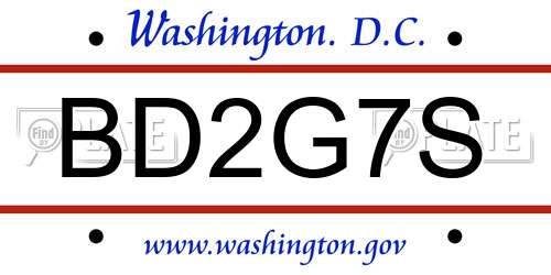 BD2G7S District Of Columbia License Plate
