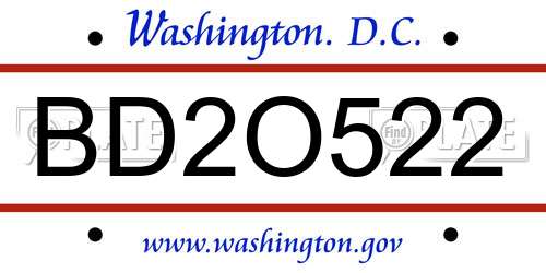 BD2O522 District Of Columbia License Plate