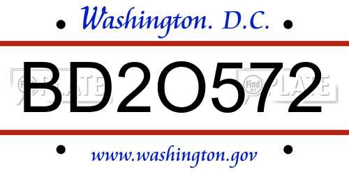 BD2O572 District Of Columbia License Plate
