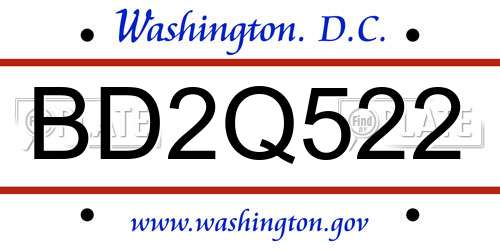 BD2Q522 District Of Columbia License Plate