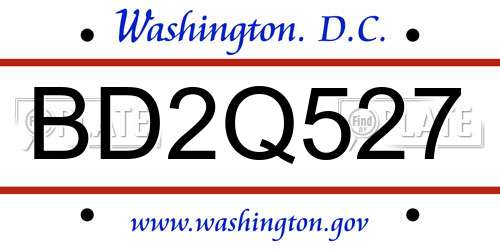 BD2Q527 District Of Columbia License Plate