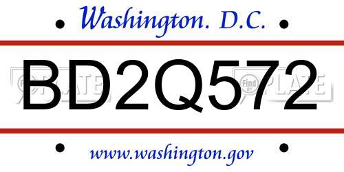 BD2Q572 District Of Columbia License Plate