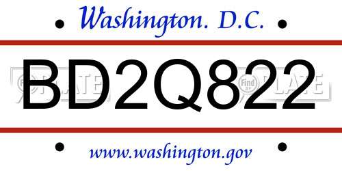 BD2Q822 District Of Columbia License Plate
