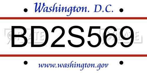 BD2S569 District Of Columbia License Plate