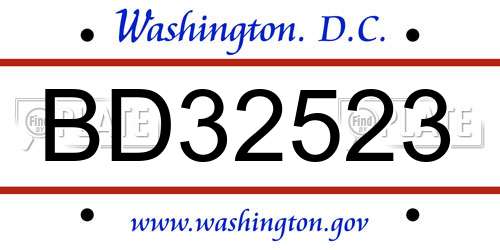 BD32523 District Of Columbia License Plate