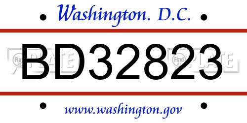 BD32823 District Of Columbia License Plate