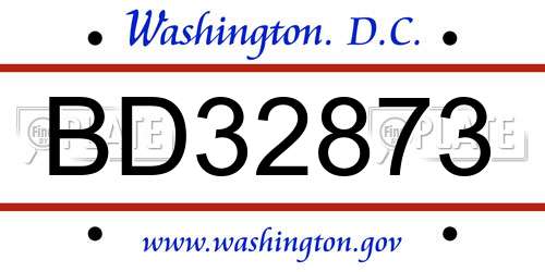 BD32873 District Of Columbia License Plate