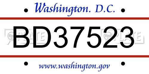 BD37523 District Of Columbia License Plate