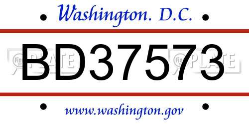 BD37573 District Of Columbia License Plate