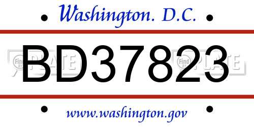 BD37823 District Of Columbia License Plate