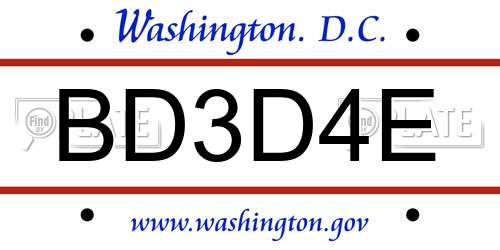 BD3D4E District Of Columbia License Plate