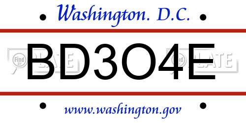 BD3O4E District Of Columbia License Plate